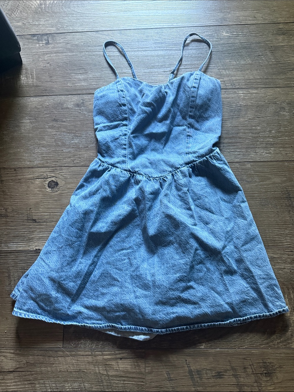 Women's Light Blue Denim Spaghetti-Strap Dress